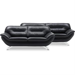Grenoble sofasæt 3 + 2,5 pers. - sort semianilin læder - Stærk Pris 