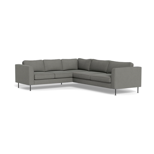 HOUSTON HJØRNESOFA - JUMP GREY FLØJL - SORTE METALBEN - MÅL: 234 X 284 CM - STÆRK PRIS