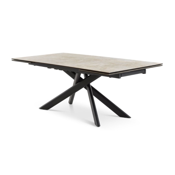 Hudson Spisebord m. udtræk  - Keramisk bordplade, Taupe - Mål: 100 X 200 / 300 CM. - Stærk Pris