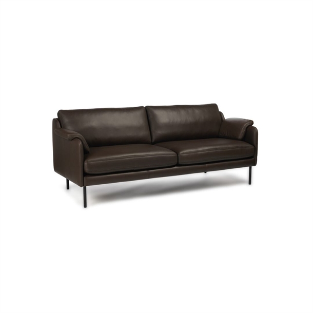 IDA - 2 PERS. SOFA - BRUN SAUVAGE ANILIN LÆDER - MÅL: 143 CM.