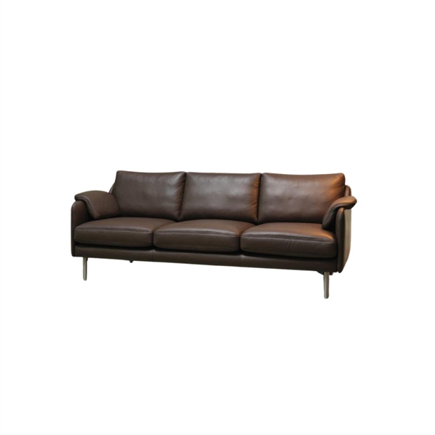 IDA - 3 PERS. SOFA - BRUN SAUVAGE ANILIN LÆDER - MÅL: 205 CM.