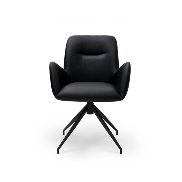 Jennifer spisebordsstol m/ drejefunktion - Sort PU læder - Stærk pris