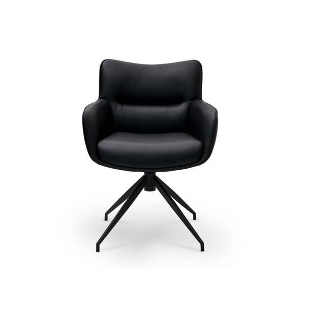 Jessica spisebordsstol m/ drejefunktion - Sort PU læder - Stærk pris