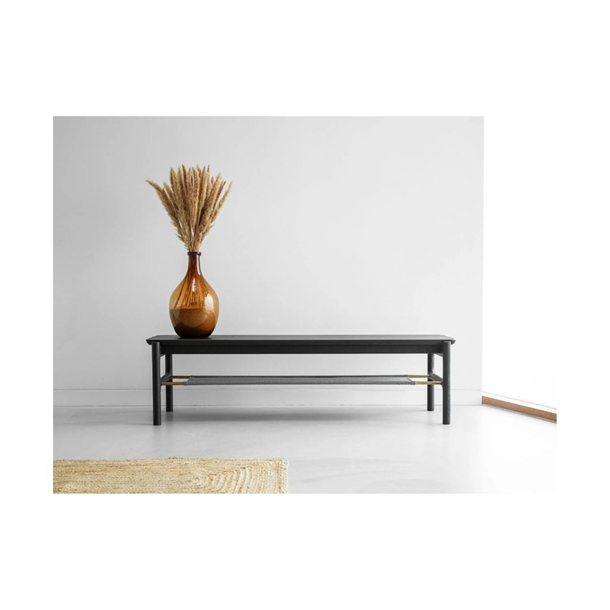 ANT BÆNK M/ STOFHYLDE - MASSIV ASK SORT OLIERET - FLERE STØRRELSER