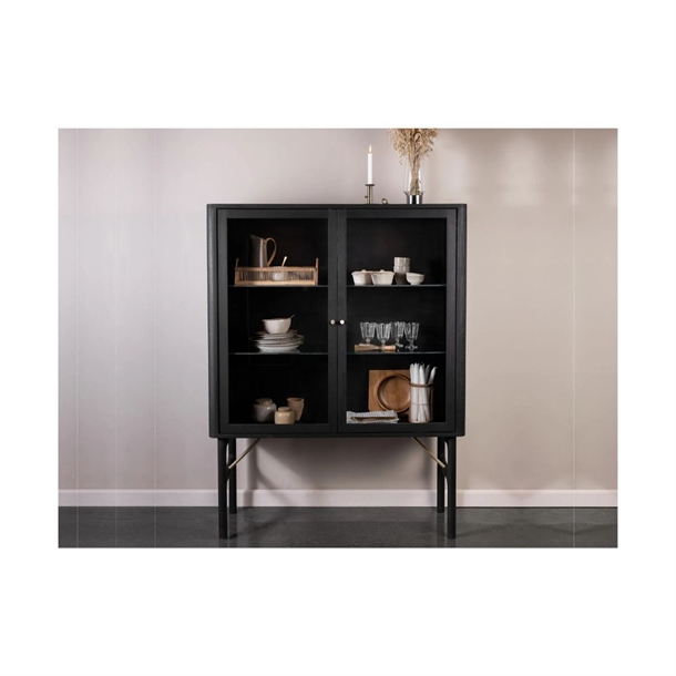 ANT VITRINESKAB M/ LED LYS - MASSIV EG - MÅL: B120 X H160 X D42 CM. - FLERE FARVER