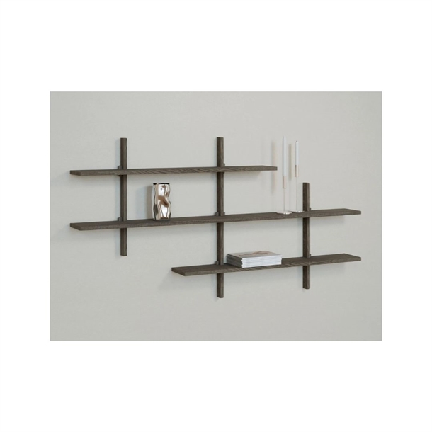 OPTIC VÆGHÆNGT HYLDE - MASSIV EG - MÅL: 175 X 18 X 92 CM. - FLERE FARVER