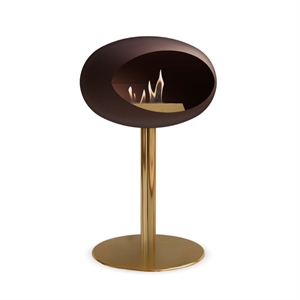 Le Feu - Steel Low / Dome classic Mocca / Pole Ø60 mm Rose Gold / Plade Rose Gold / Brænder Rose Gold 