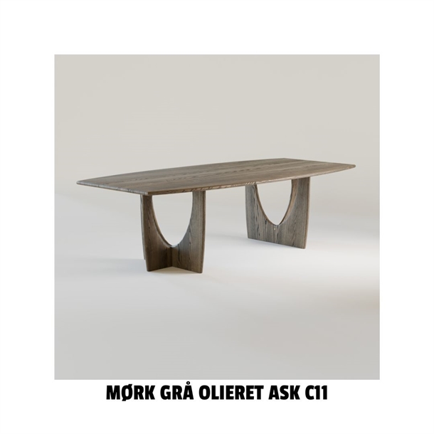 LONGBOAT SPISEBORD - MULIGHED FOR 2 PLADER - MASSIV MØRK GRÅ OLIERET ASK  - FLERE STØRRELSER