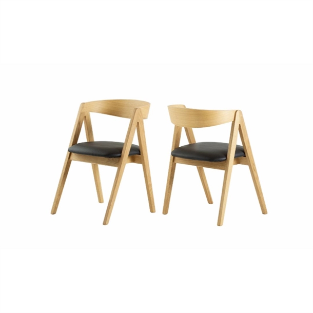 MAJA SPISEBORDSSTOL MED TRÆRYG - SORT SEMIANILIN LÆDER - FLERE FARVER - STÆRK PRIS - EG NATUROLIE