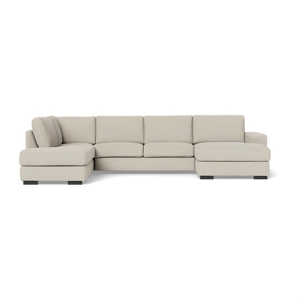 Malmø u-sofa med  open end og chaiselong 356 x 220 - Fløjl Off White