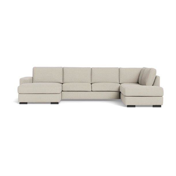 Malmø u-sofa med  open end og chaiselong TV 356 x 220 - Fløjl Off White