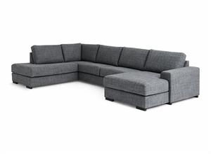 Malmø sofa med open end og chaiselong TH D/L: 220 B: 356 - Mørk grå stof