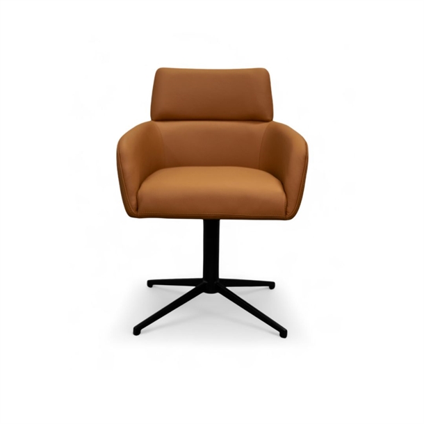 Marco spisebordsstol m/ drejefunktion - Light brown semianilin læder - Stærk pris