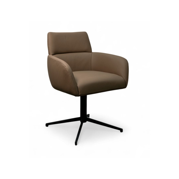 Marco spisebordsstol m/ drejefunktion - Taupe semianilin læder - Stærk pris