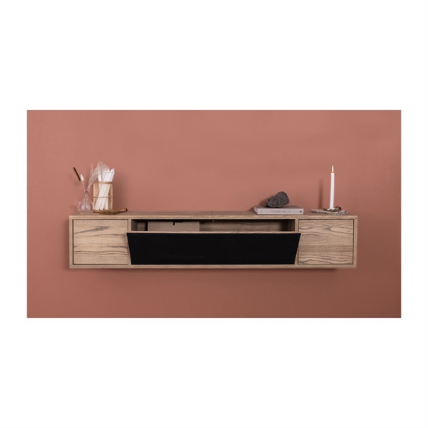 Optic HIFI/TV møbel væghængt - Massiv ask - Mål: 176 x 32 x 30 cm.