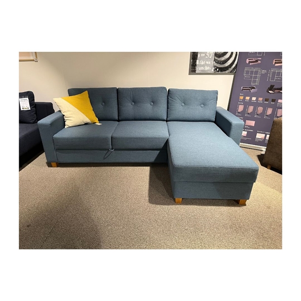 OUTLET - Als Exclusive sovesofa m/ chaiselong & opbevaring - Pocket & latex fyld - Blå - Mål: 229 x 158 cm.