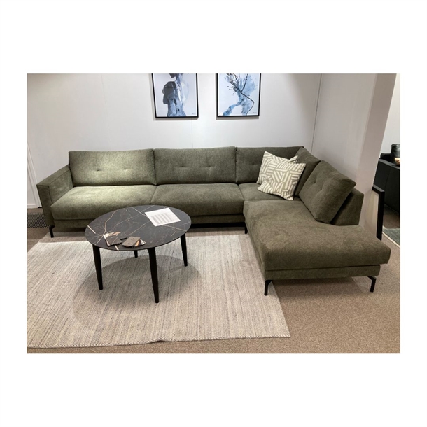 OUTLET - CANNES 3 PERS. SOFA MED OPEN-END - GRØN MITO STOF - MÅL: 297 X 197 CM.
