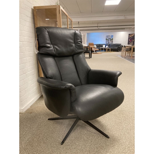 OUTLET - Chicago DeLuxe lænestol / Sort Semianilin læder  