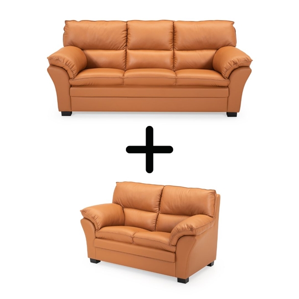 PALMA 3+2 PERS. SOFAER - SOLEDA/SKAI COGNAC LÆDER - MÅL: 215 X 160 CM.