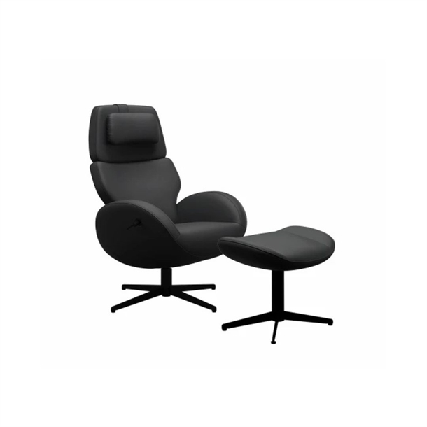 Paz lænestol - Classic læder sort - Sortlakeret stål sokkel - Stærk pris