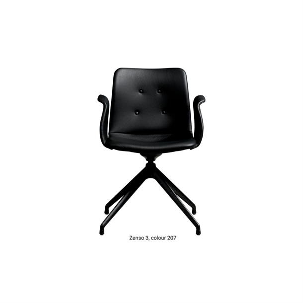 Bent Hansen Model A121 - Primum Chair 4 star fixed - black base - Zenso sort læder - Tiltfunktion