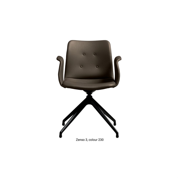 Bent Hansen Model A121 - Primum Chair 4 star fixed - black base - Zenso brown læder - Tiltfunktion