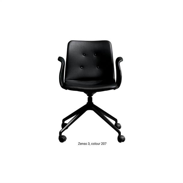 Bent Hansen Model B121 - Primum Chair 4 star fixed castor - black base - Zenso sort læder - Tiltfunktion