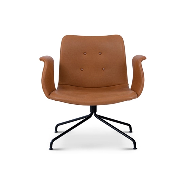 BENT HANSEN - PRIMUM LOUNGESTOL - SORT DREJESTEL - ZENSO 2 COGNAC 223 LÆDER