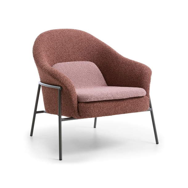 REECE LOUNGESTOL - GREY METAL - BRICK/BLUSH STOF - STÆRK PRIS