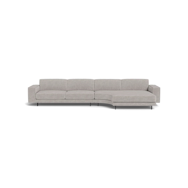 FURNINOVA - SAMBA DAY STD. - RUND CHAISELONG SOFA - MITO ASH GREY - MÅL: 163 X 374 CM. - Højre forfra