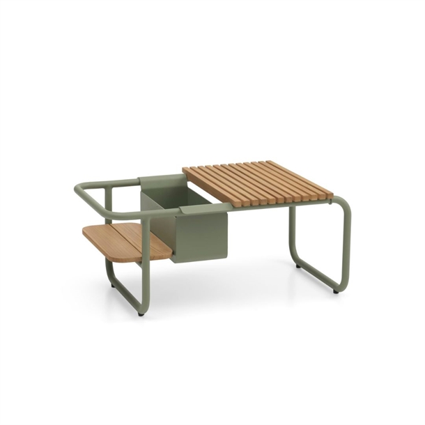 Santorini Loungebord - Teak Træ - 2 Farver - Mål: 83 X 46 X 36 Cm. - Stærk Pris - Dusty Olive