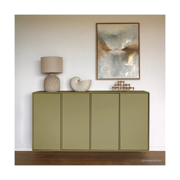 Seattle skænk m/ 4 låger - Olive - Mål: B155 x H79 x D33 cm.