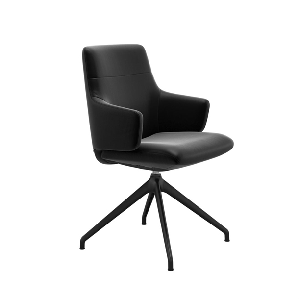 Stressless Chilli spisebordsstol med armlæn - Drejestel D350 Sort - Sort Paloma læder