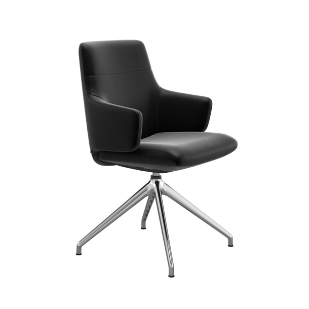 Stressless Chilli spisebordsstol med armlæn - Drejestel D350 Blank - Sort Paloma læder