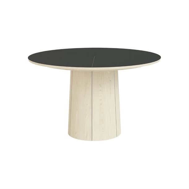 SKOVBY SM33 - SPISEBORD M/ 3 PLADER - EG HVIDOLIE & SORT NANO LAMINAT - MÅL: Ø123 cm.