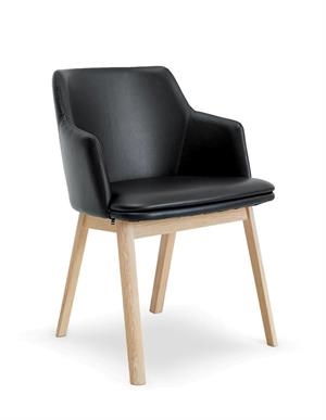Skovby SM65 spisebordsstol - Eg hvidolie og sort læder 