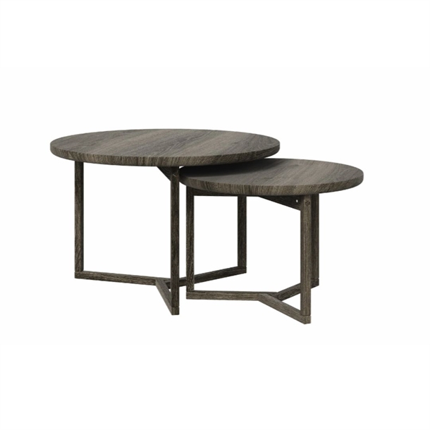 Timeless Sofabordssæt - 2 Stk. - Massiv Eg - Mål: Ø75 & Ø85 Cm. - Stærk Pris - Røget Eg