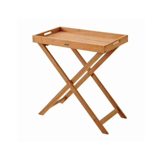 Turin bakkebord - Massiv teaktræ - Aftagelig bakke - Foldbart - Mål: 70 x 40 cm. - Stærk pris