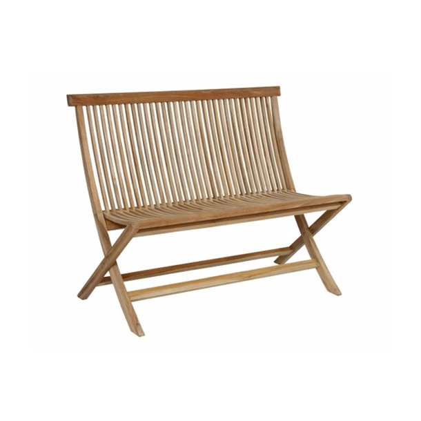 Turin havebænk med ryglæn - Massiv teaktræ - Foldbart - Mål: 105 x 87 x 61 cm. - Stærk pris