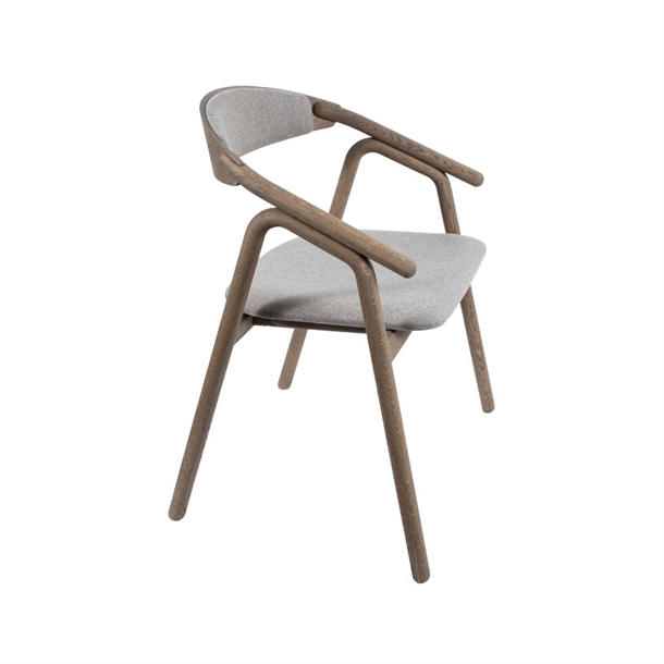 VEIFA KC05 SPISEBORDSSTOL - STOF WOOLY PLUS IVORY - MASSIV EG - Eg antik brun olieret