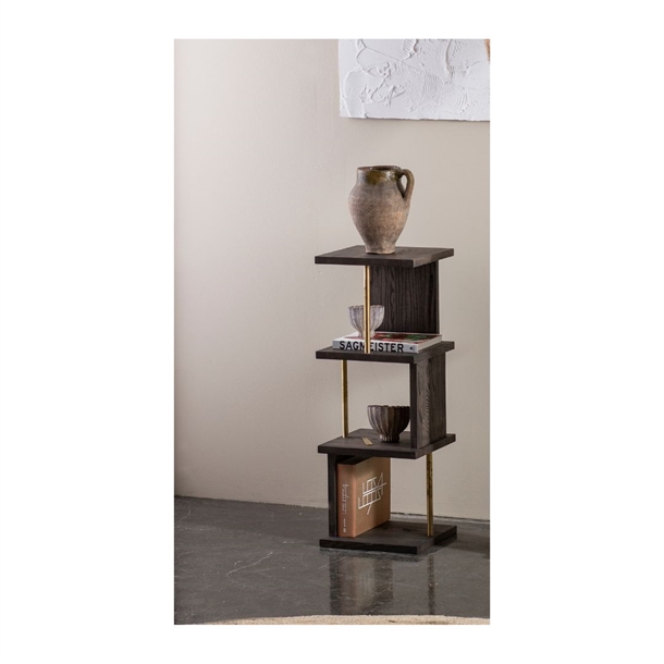 Velvet Fan Pedestal - Massiv egetræ - Messing stang - Mål: 28 x 28 x 77 cm. - Flere varianter