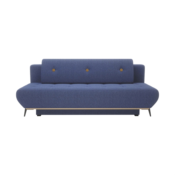 Villads sovesofa m/ magasin - Blå stof - Sovemål: 150 x 200 cm.