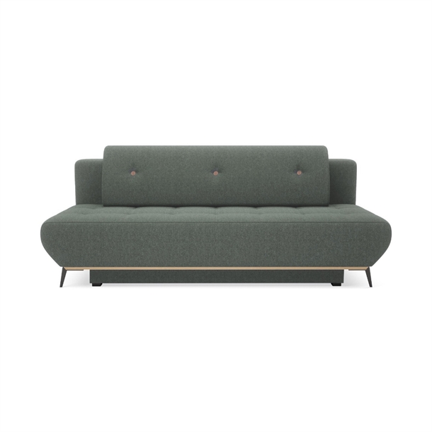 Villads sovesofa m/ magasin - Grøn stof - Sovemål: 150 x 200 cm.