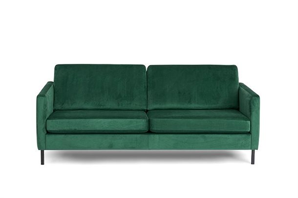 Visby sofa - Mørkegrøn velour 2,5 pers. - Stærk pris